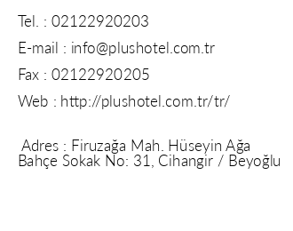 Plus Hotel Cihangir iletiim bilgileri